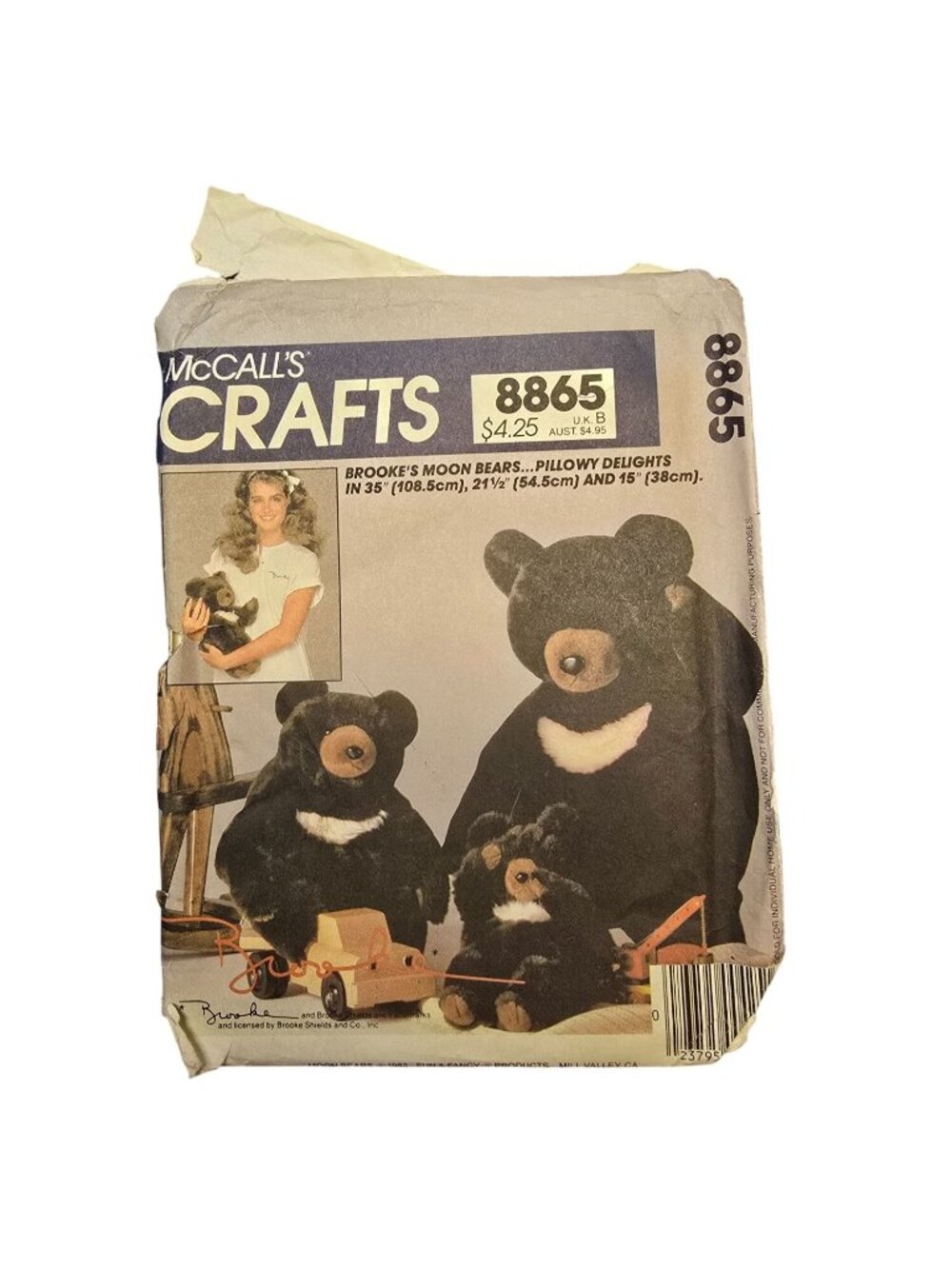 983 McCalls 8865 Brooke Shields Moon Bears Stuffed Bear Pattern Uncut